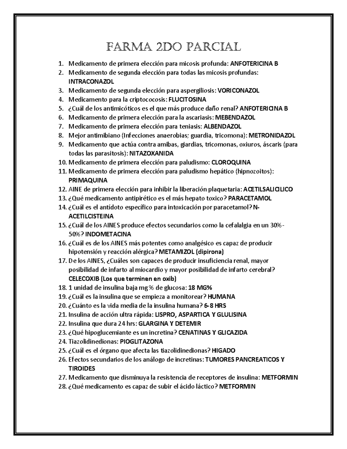 Cuestionario Farma 2Do Parcial – ESAUFF