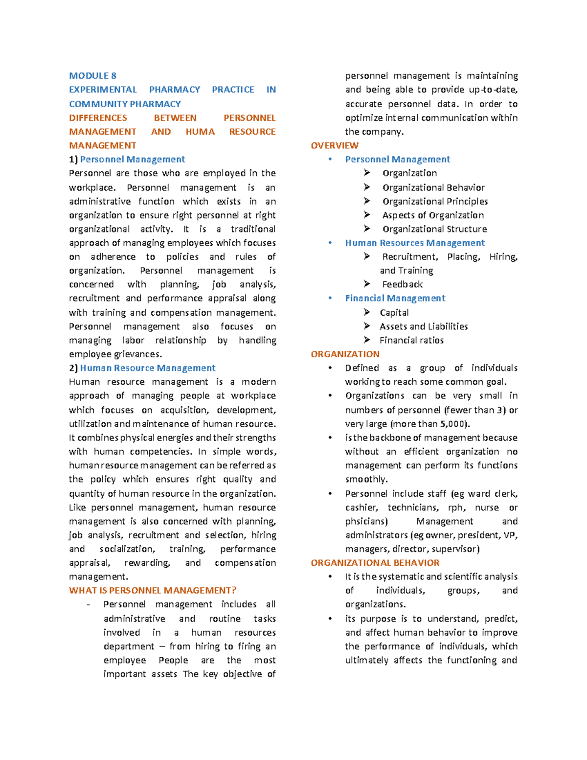 COMMUNITYPHARMACY - MODULE 8 EXPERIMENTAL PHARMACY PRACTICE IN ...