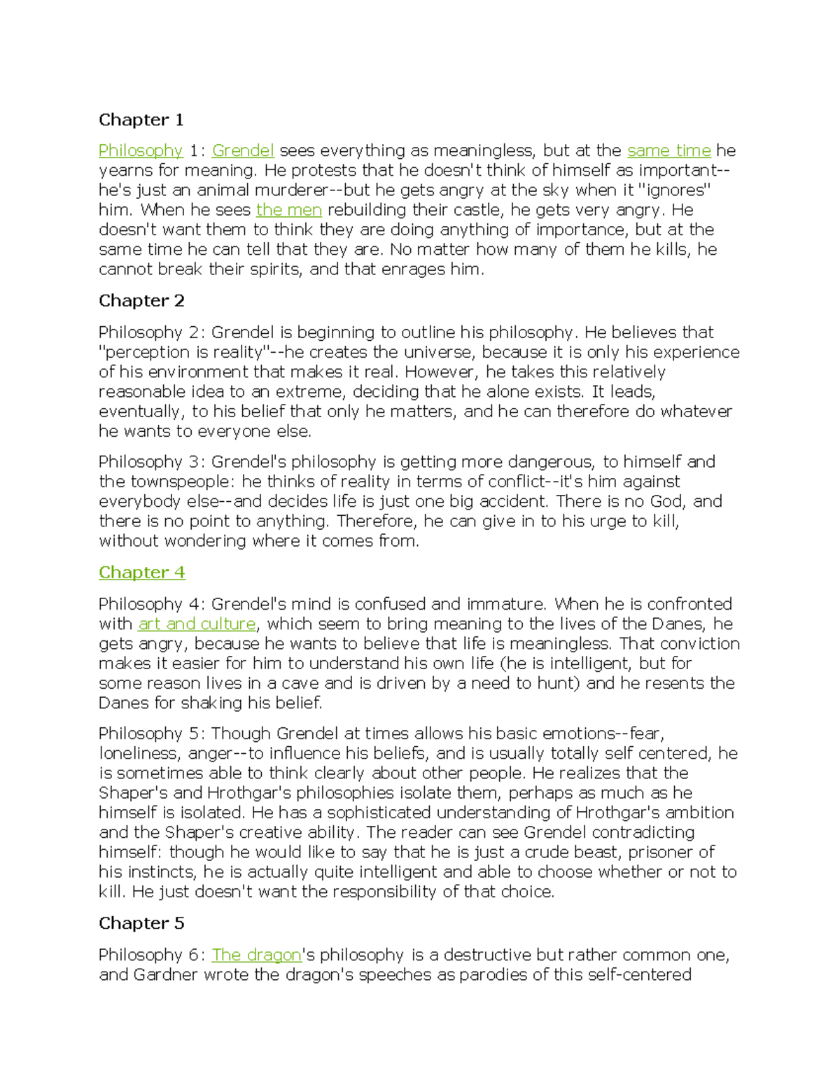 Philosophy of Grendel - chapter by chapter - Chapter 1 Philosophy 1 ...