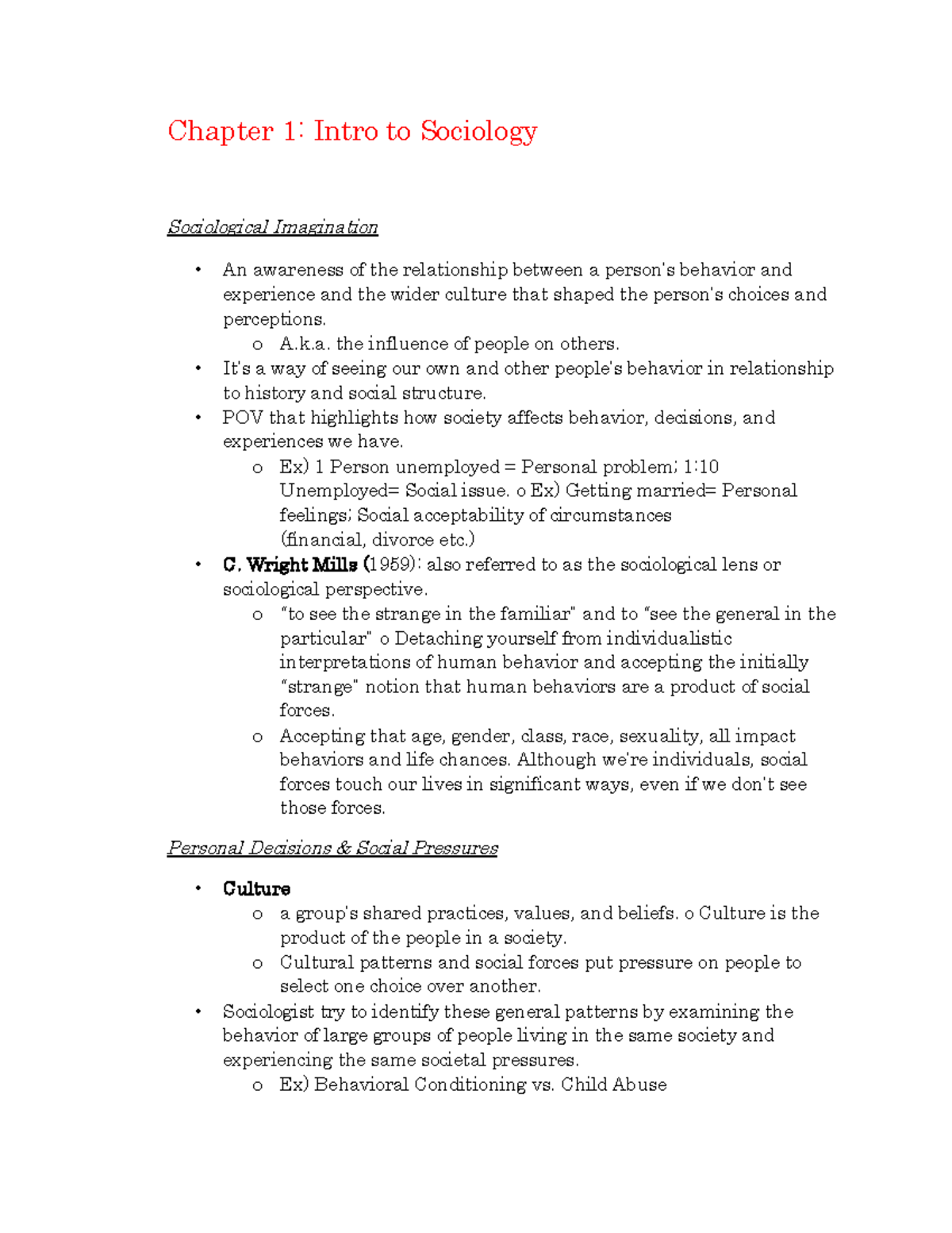 Introduction To Sociology - Chapter 1: Intro To Sociology Sociological ...