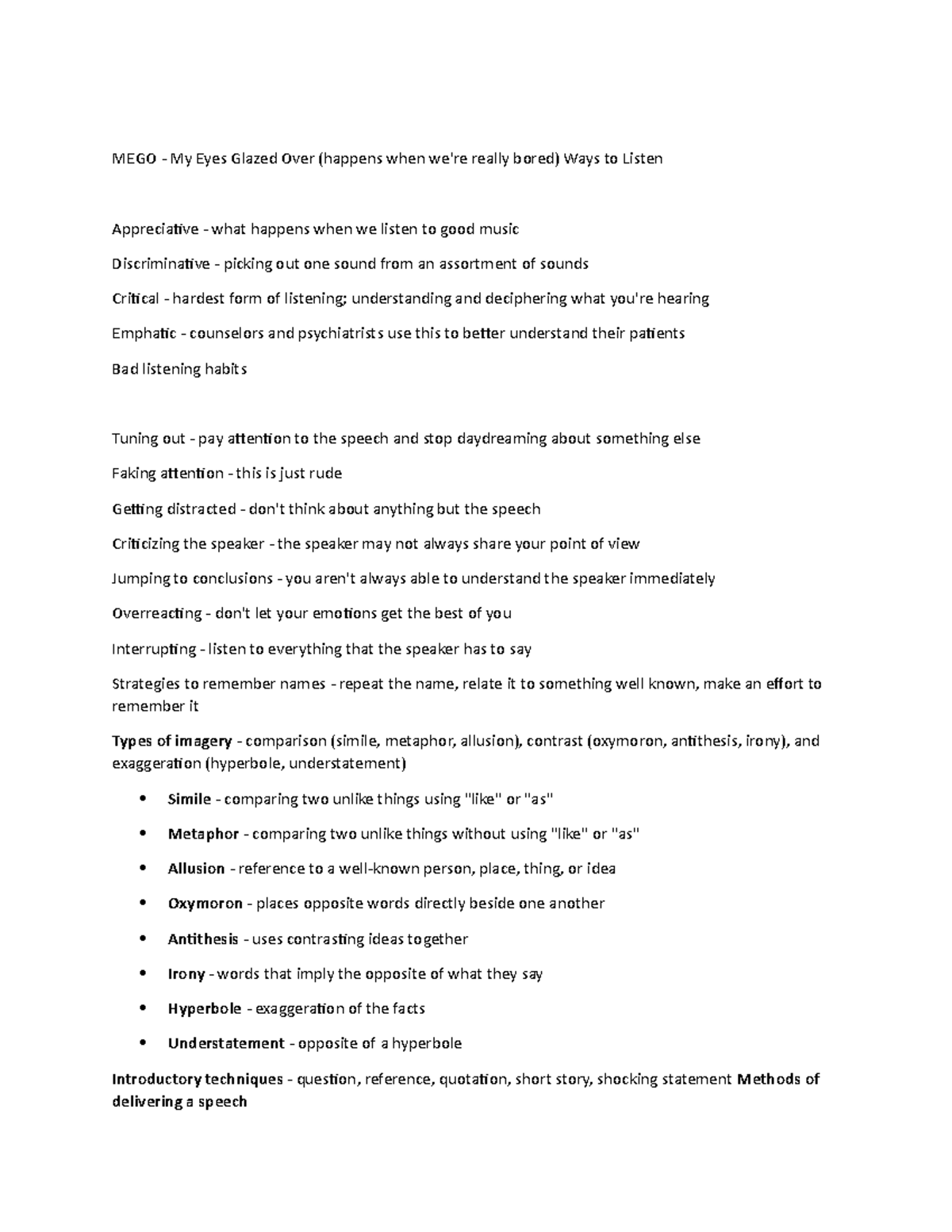 Ap english notes 2 MEGO My Eyes Glazed Over (happens when we're