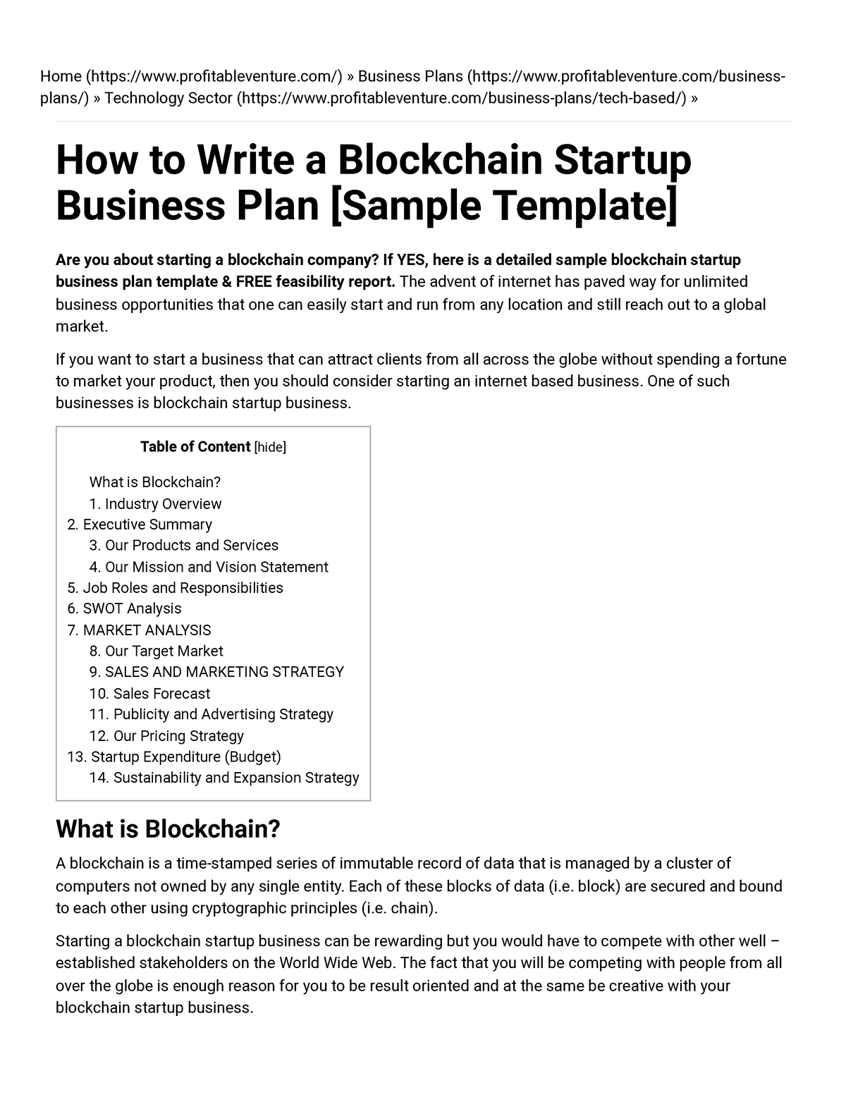 blockchain startup business plan