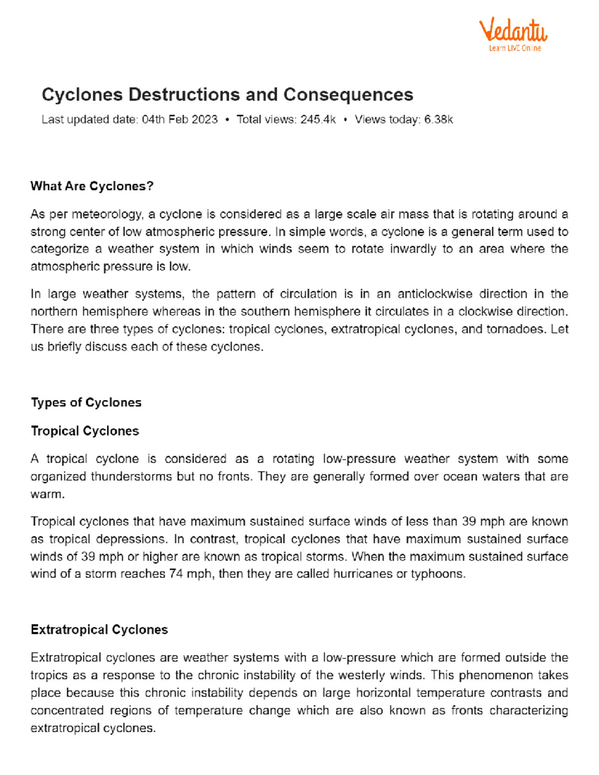 Cyclones Destructions And Consequences - B.tech CSE - Studocu