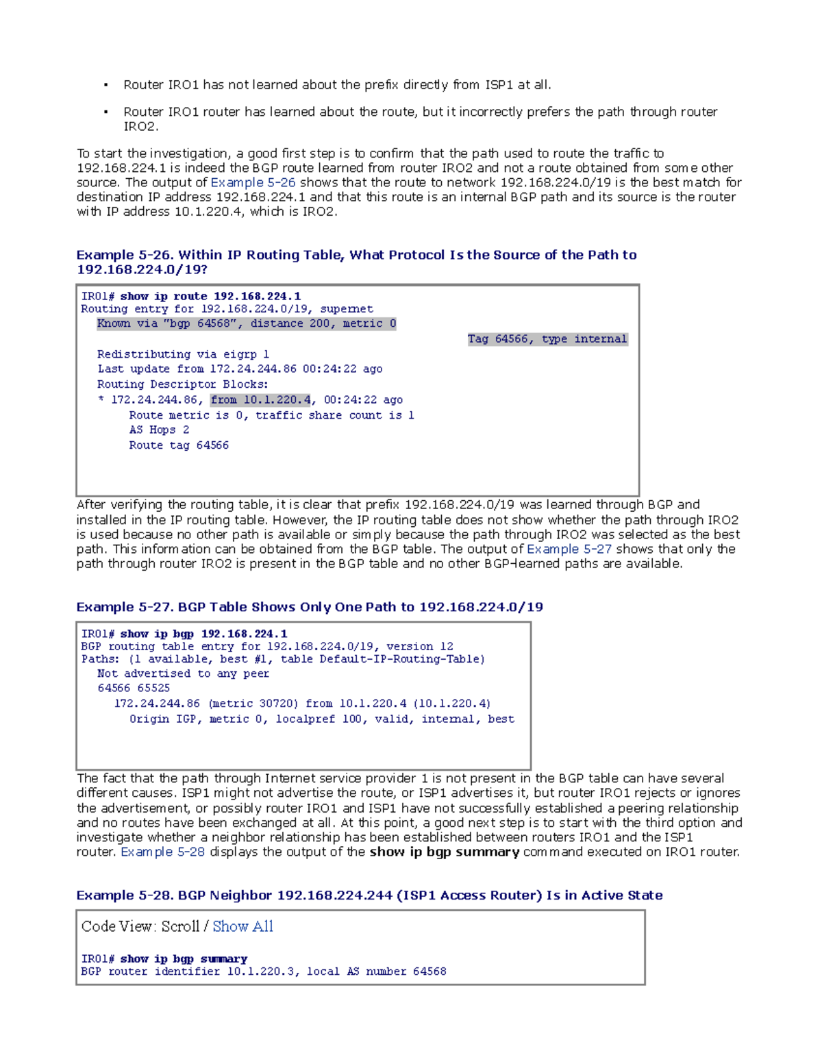 Troubleshooting and Maintaining Cisco IP Networks - Router IRO1 has not ...