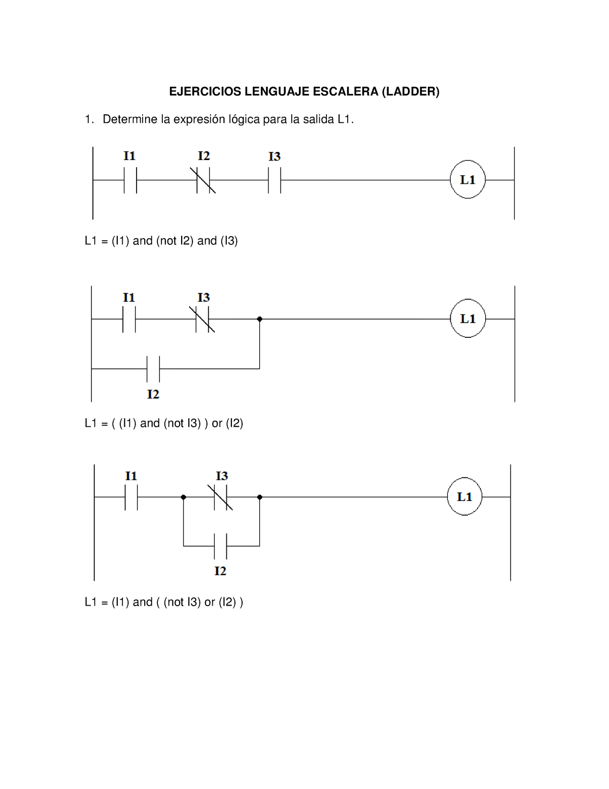 Ejercicios Ladder - Contiene las notas de programación PLC - EJERCICIOS  LENGUAJE ESCALERA (LADDER) - Studocu