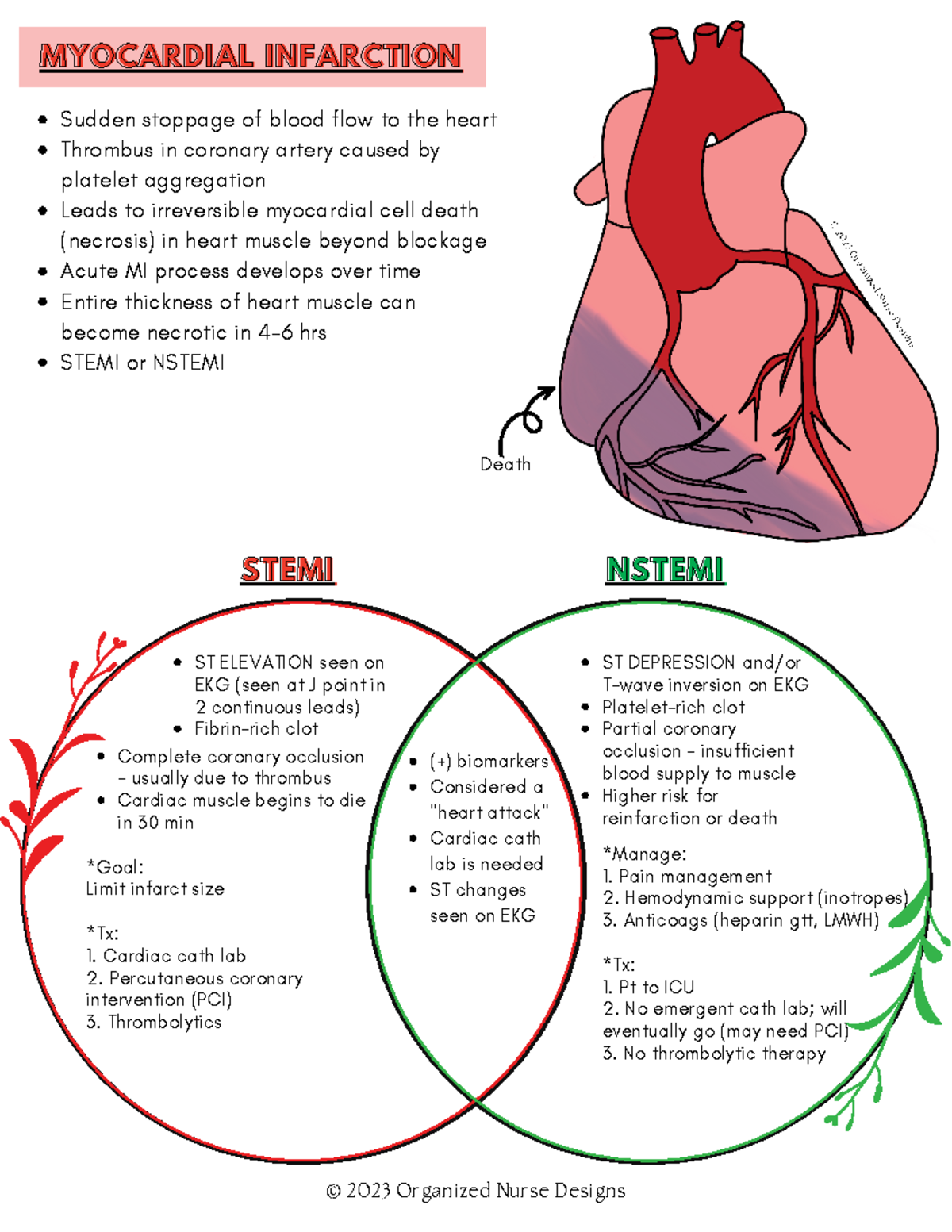 Stemivs Nstemiekgcheat Sheets - ST ELEVATION seen on EKG (seen at J ...