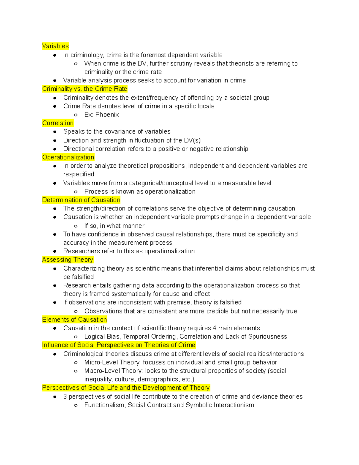 Criminological Theory Lec Notes Pt 2 - Variables In Criminology, Crime ...