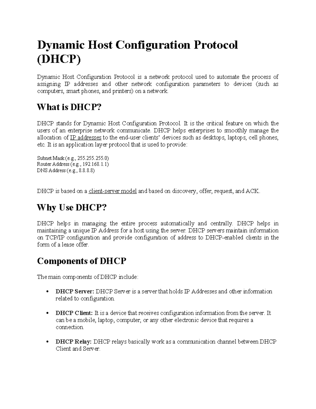 Dynamic Host Configuration Protocol - Dynamic Host Configuration ...