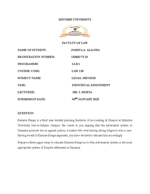 MR Mgeta Assignment-1 (Autosaved) - MZUMBE UNIVERSITY MAIN CAMPUS ...