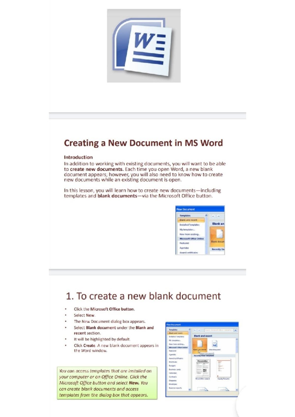 Module 2 part 2 Preperation for Main examination W Creating a New