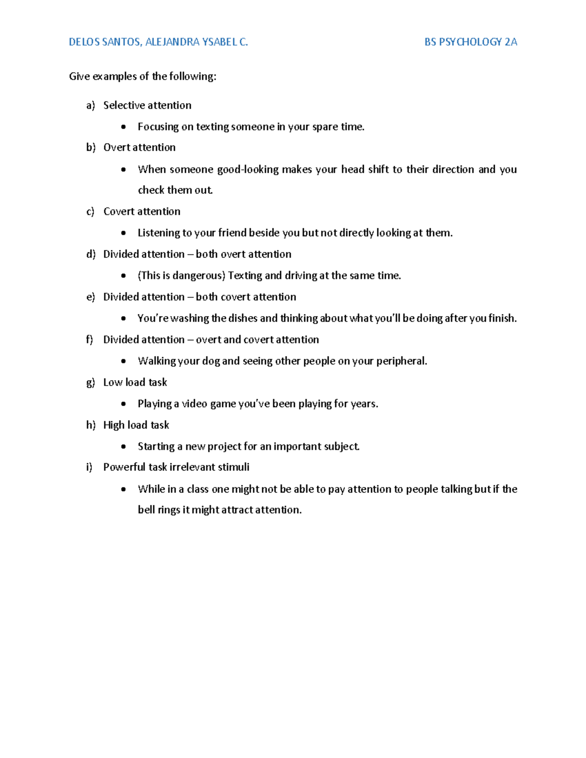 Attention Assignment - DELOS SANTOS, ALEJANDRA YSABEL C. BS PSYCHOLOGY ...