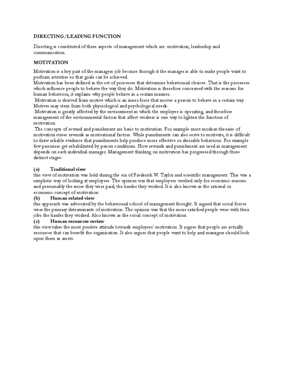 IV. Directing Function - DIRECTING/LEADING FUNCTION Directing is ...