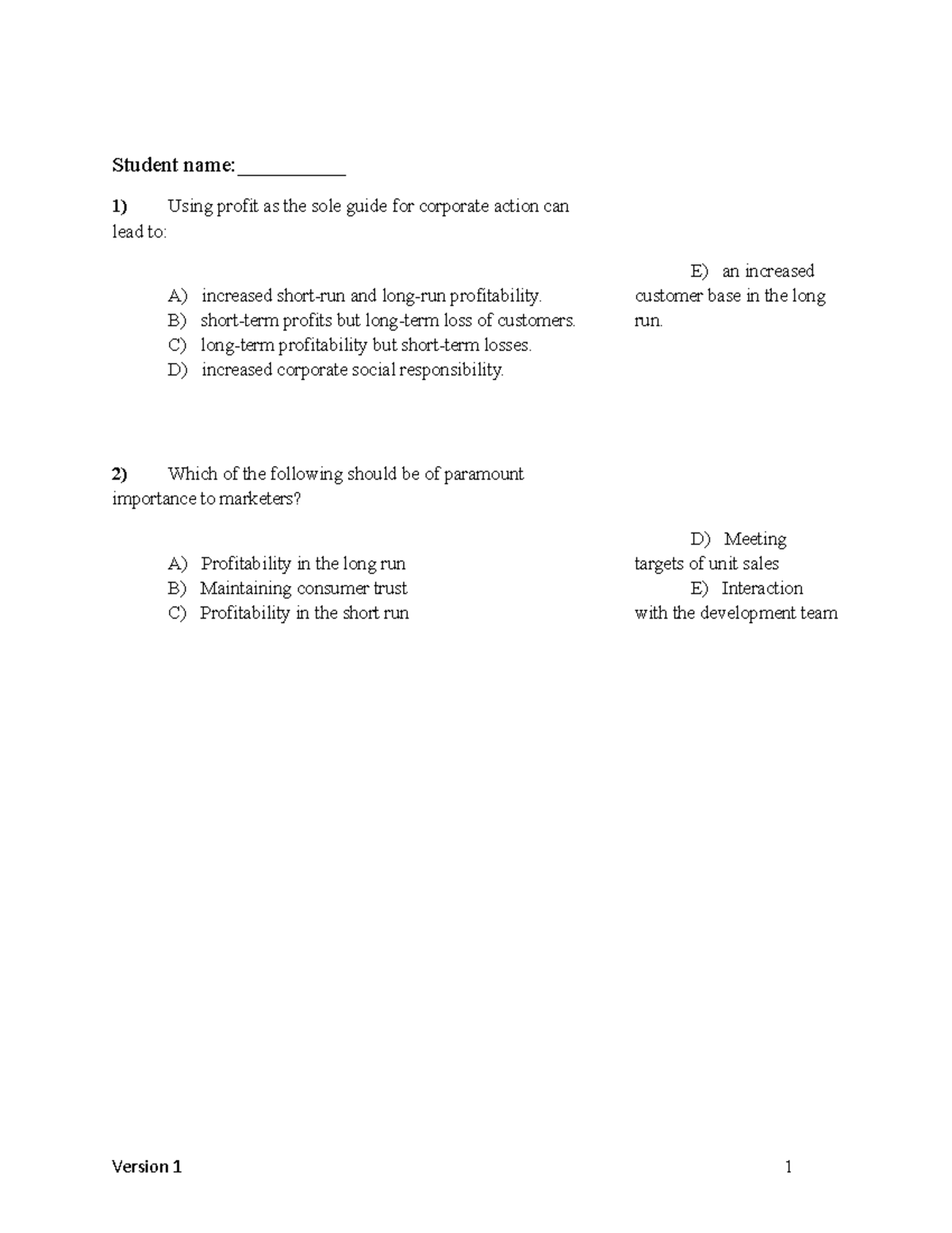 Chapter 17 Test Bank C version 1 Student name__________ 1) Using