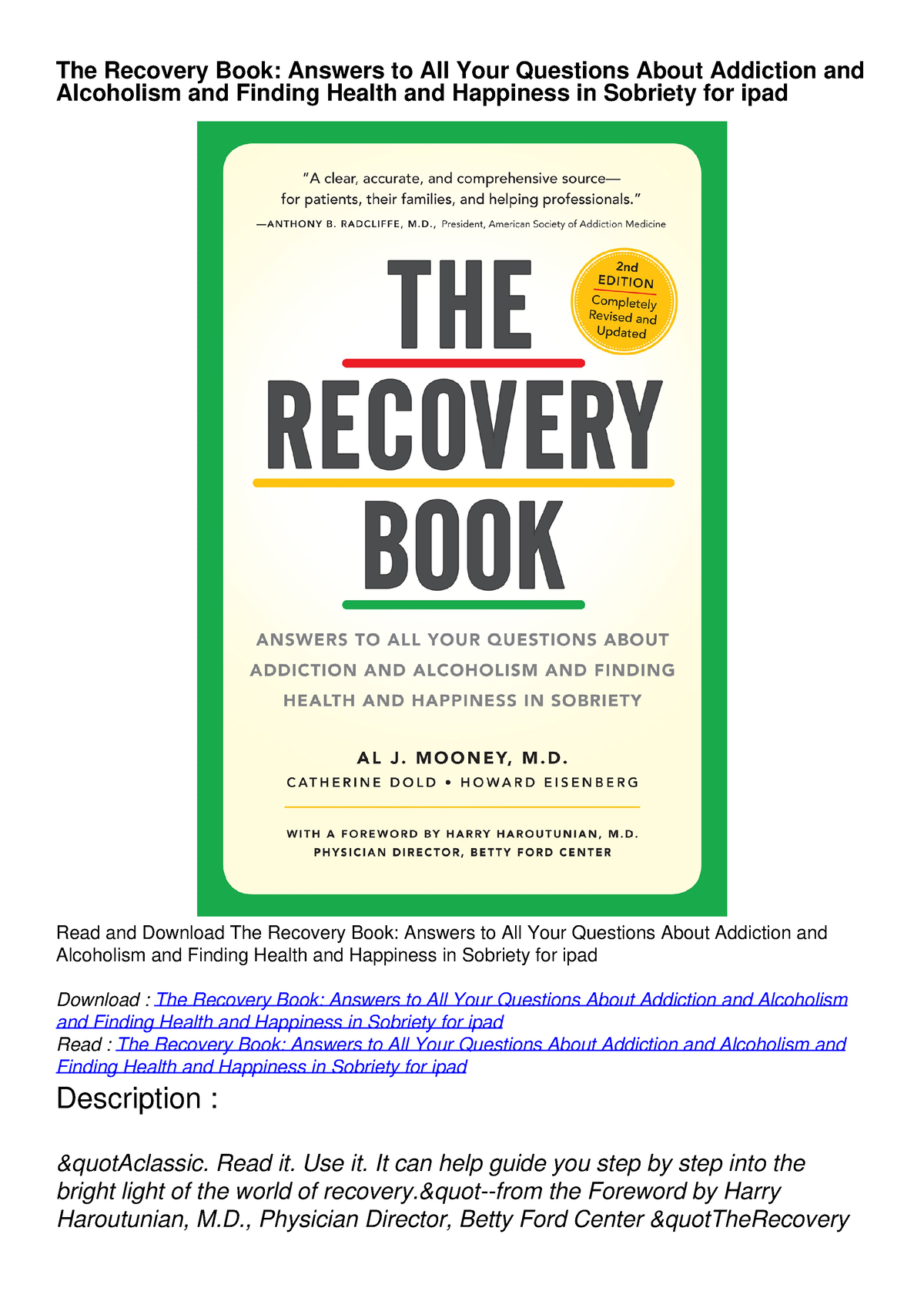 READ The Recovery Book: Answers to All Your Questions About Addiction ...