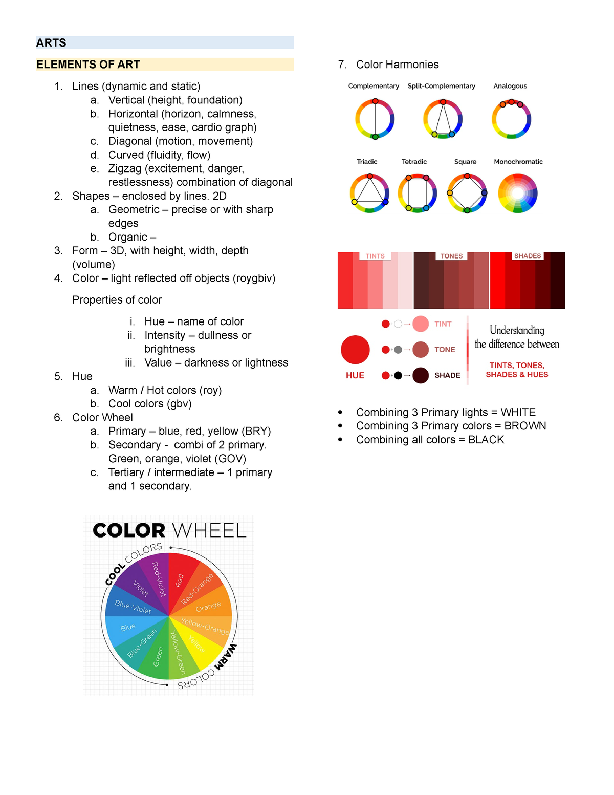 Element OF ART - ARTS ELEMENTS OF ART Lines (dynamic and static) a ...