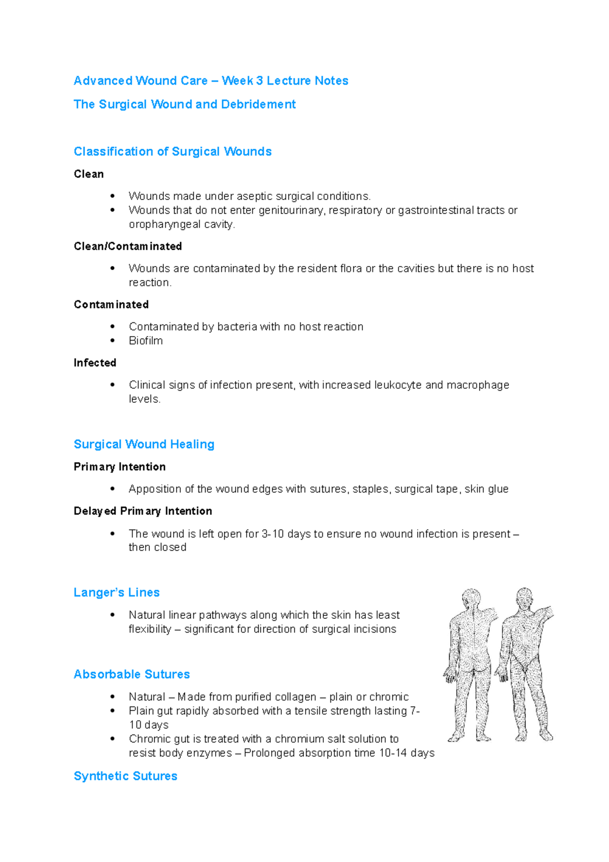 Advanced Wound Care Week 3 Lecture Notes Advanced Wound Care Week