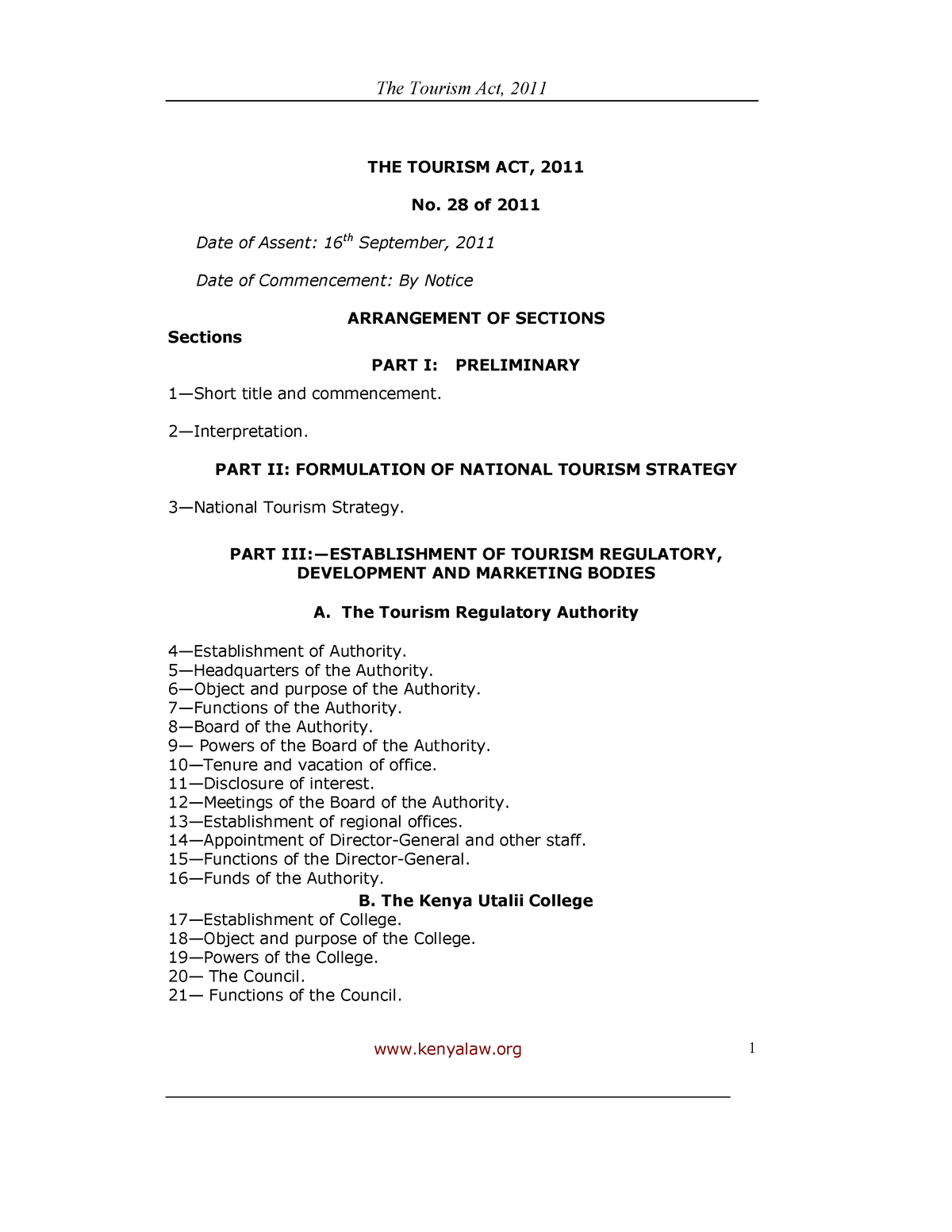 tourism act 2011 (act 817)