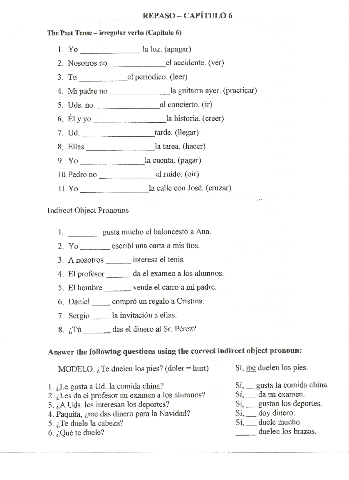 Review lesson 6 - Spanish 1 - LING 1 - Studocu