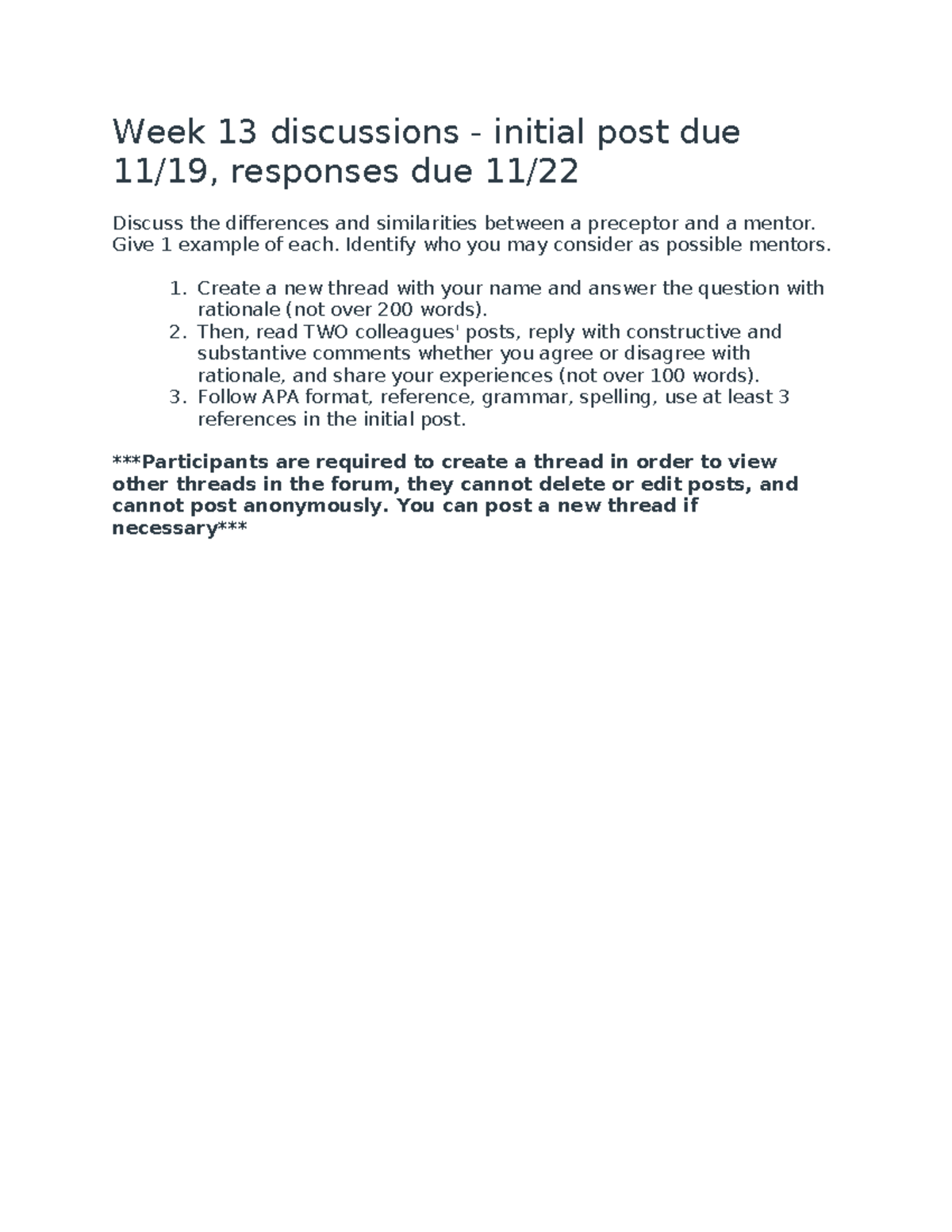 DB Week 13 discussions - DB week 11 - Week 13 discussions - initial ...