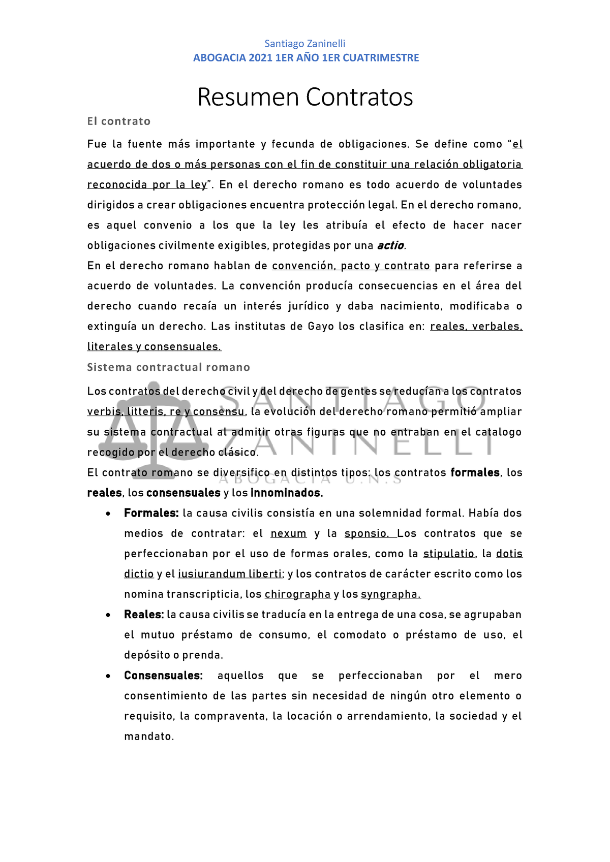 Resumen Contratos Final - ABOGACIA 2021 1ER A—O 1ER CUATRIMESTRE ...