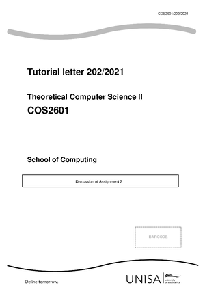 COS2601 2022 0 201 - Solutions to assignment 1 - Tutorial letter 201/0 ...