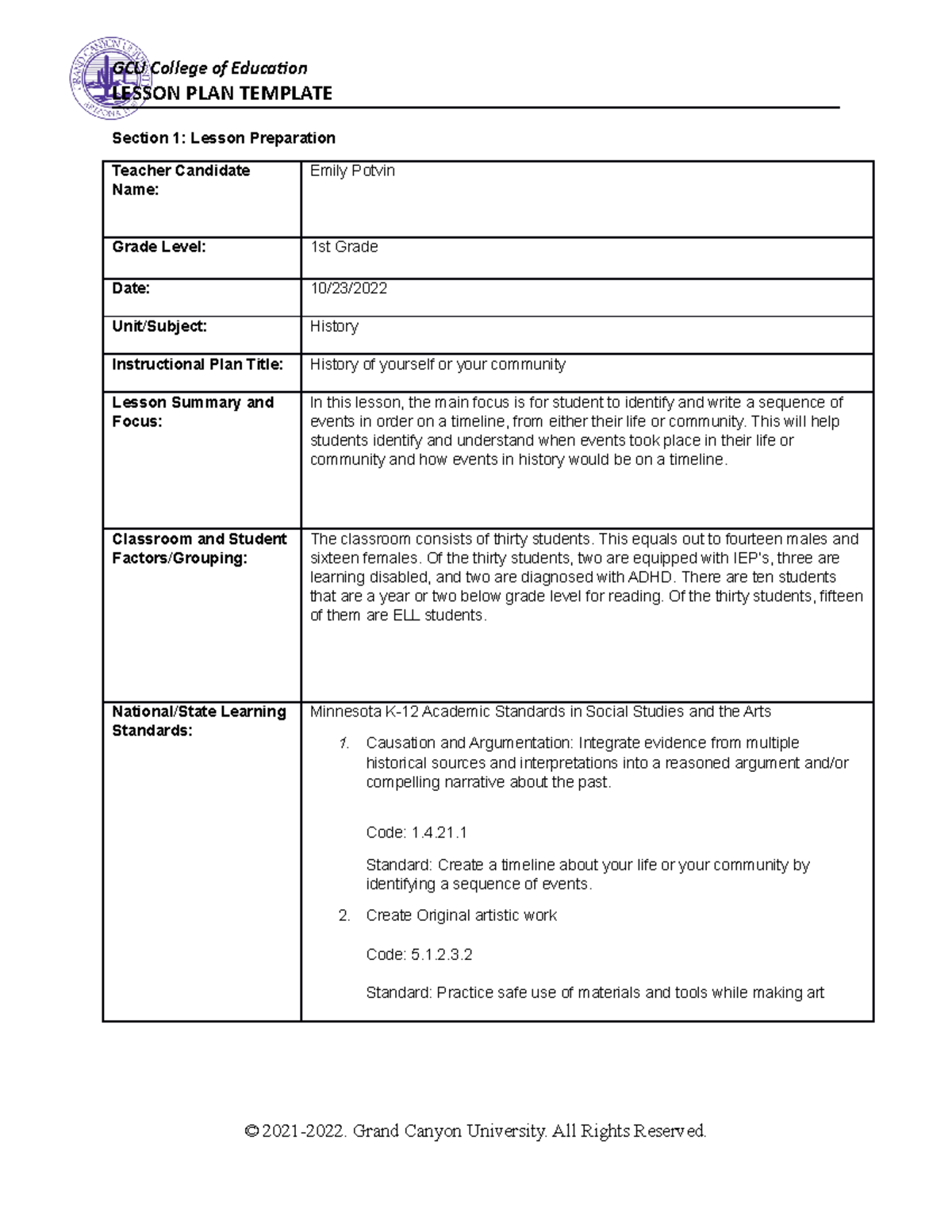 ELM 351 world history lesson plan - LESSON PLAN TEMPLATE Section 1 ...