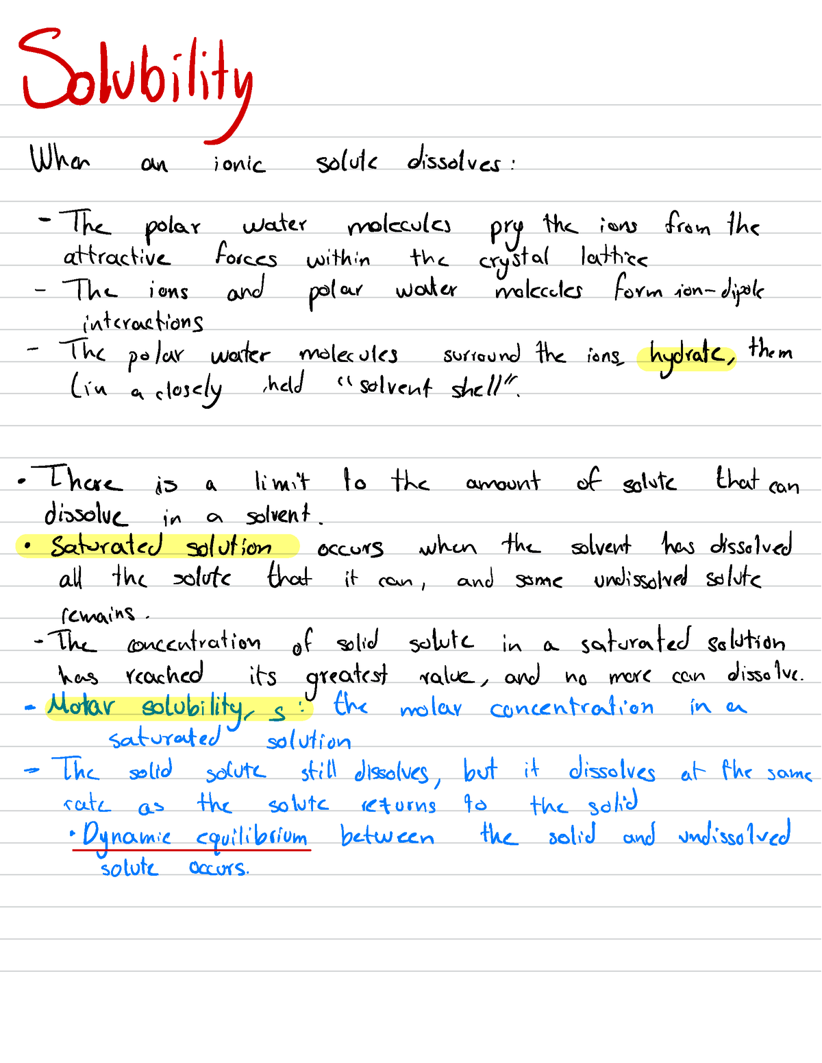 Lecture Notes And Practice Problems - Solubilityonic Solute Dissolve ...