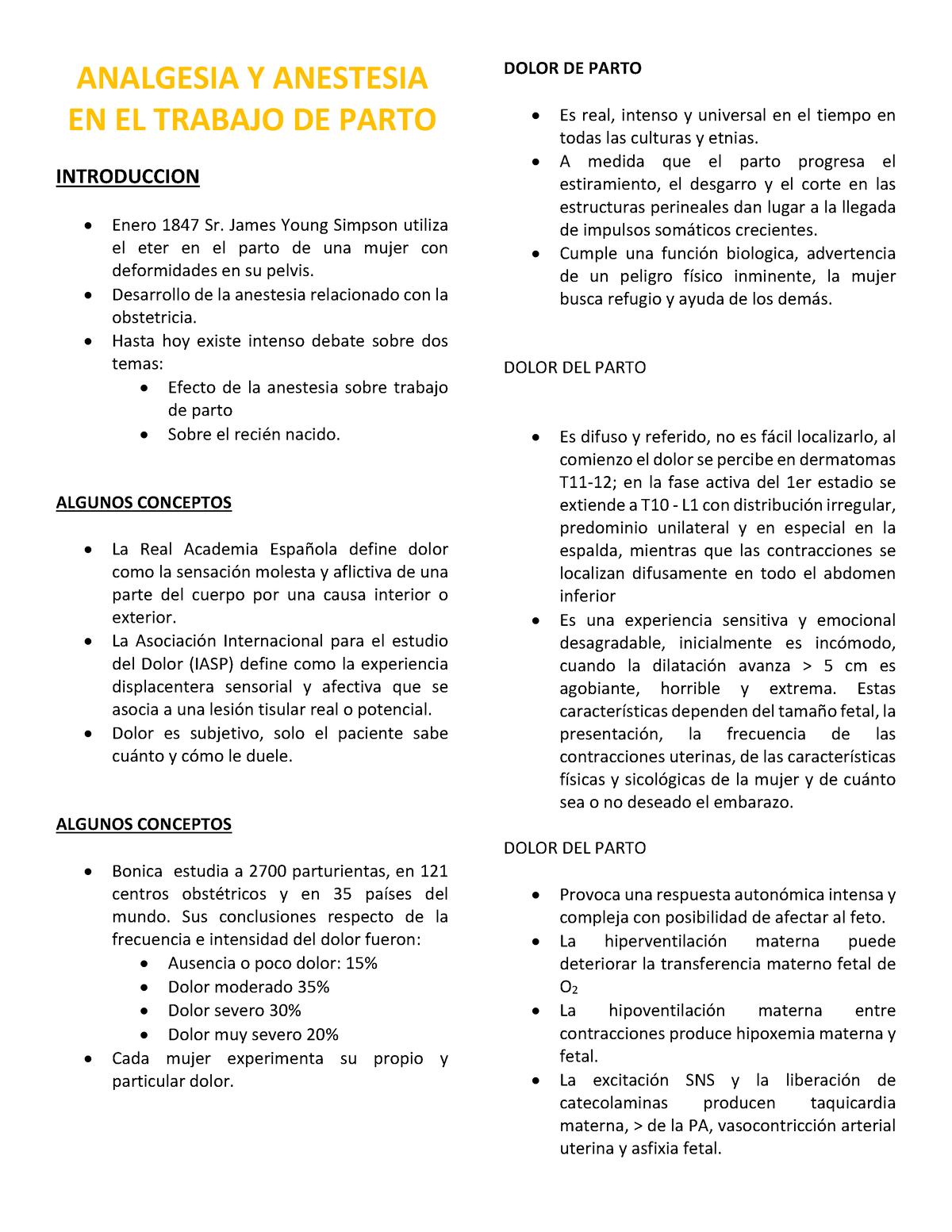 Analgesia Y Anestesia EN EL Trabajo DE Parto - ANALGESIA Y ANESTESIA EN ...