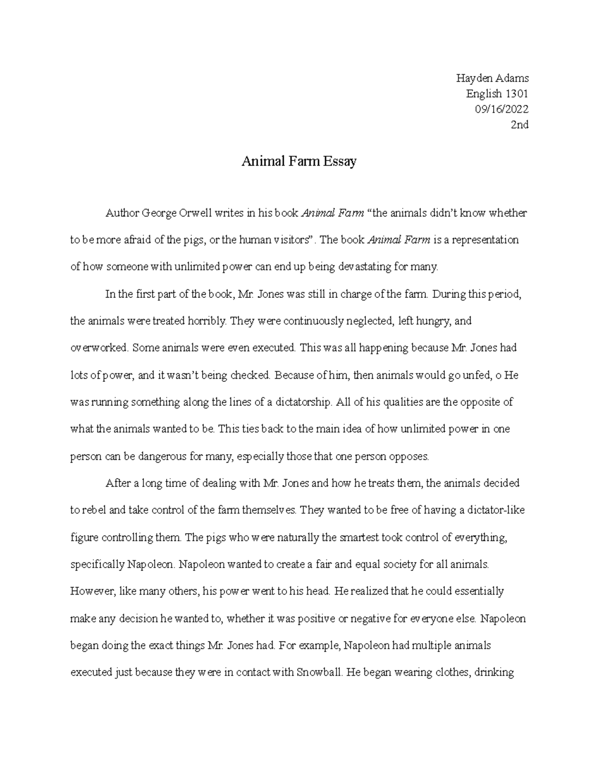 Animal Farm Essays - Brummana High School