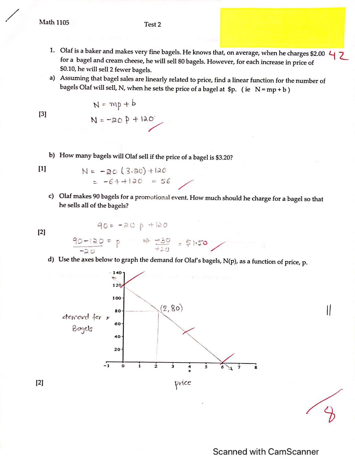 Test 2- MATH 1105 - Algebra and trigonometry Test 2 (solved) - MATH ...