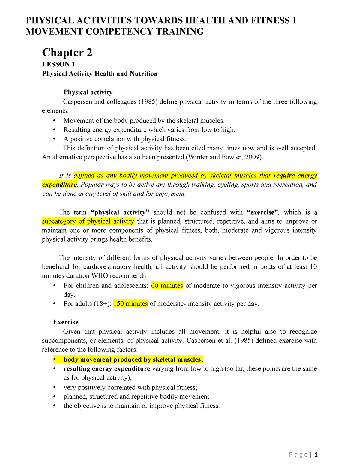 Chapter 2 Pathfit 1 - Notes For Those 1st Yr College - MOVEMENT ...