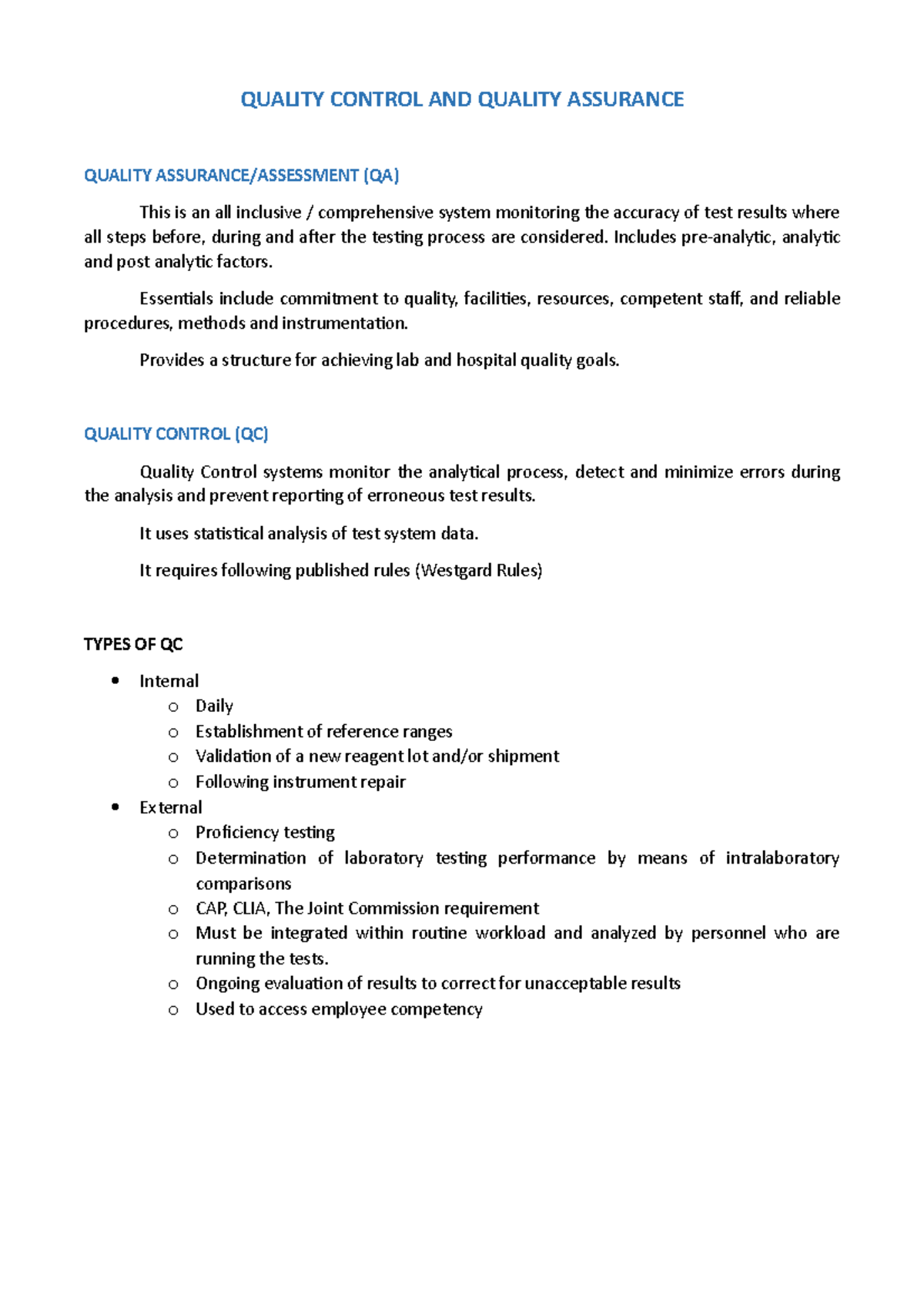 Analytical Chemistry Quality Control AND Quality Assurance QUALITY