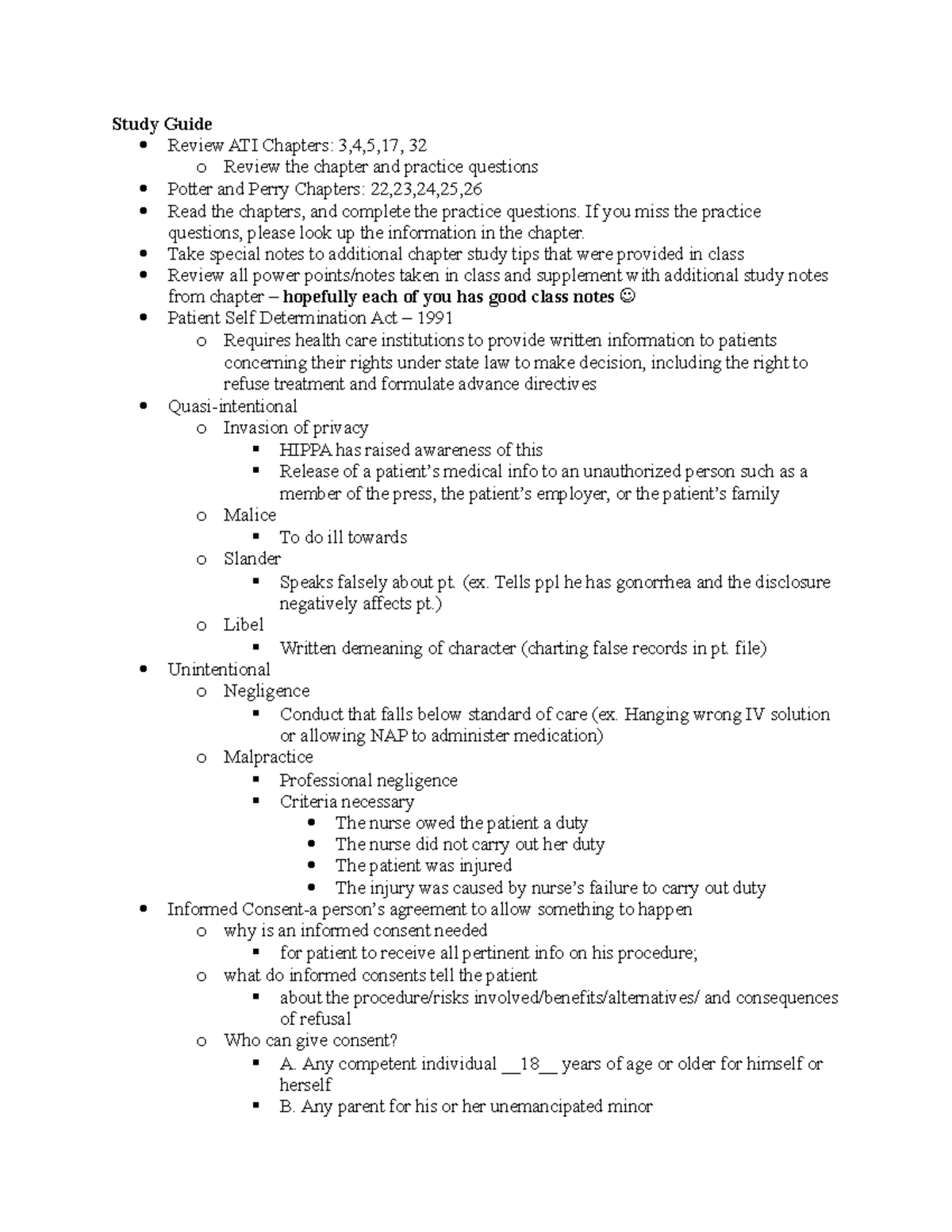 Study Guide test 3 - Study Guide Review ATI Chapters: 3,4,5,17, 32 o ...