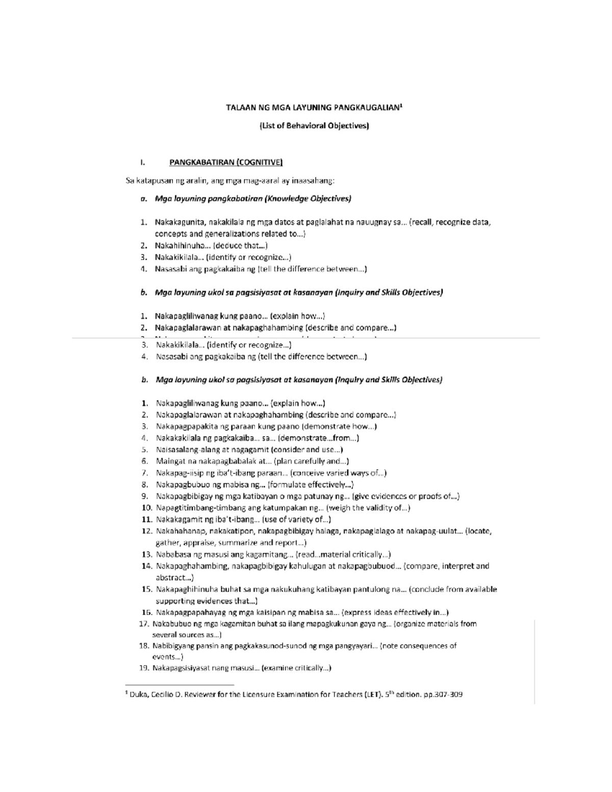 Objective SA AP curriculum BSED Major in Social Studies Studocu