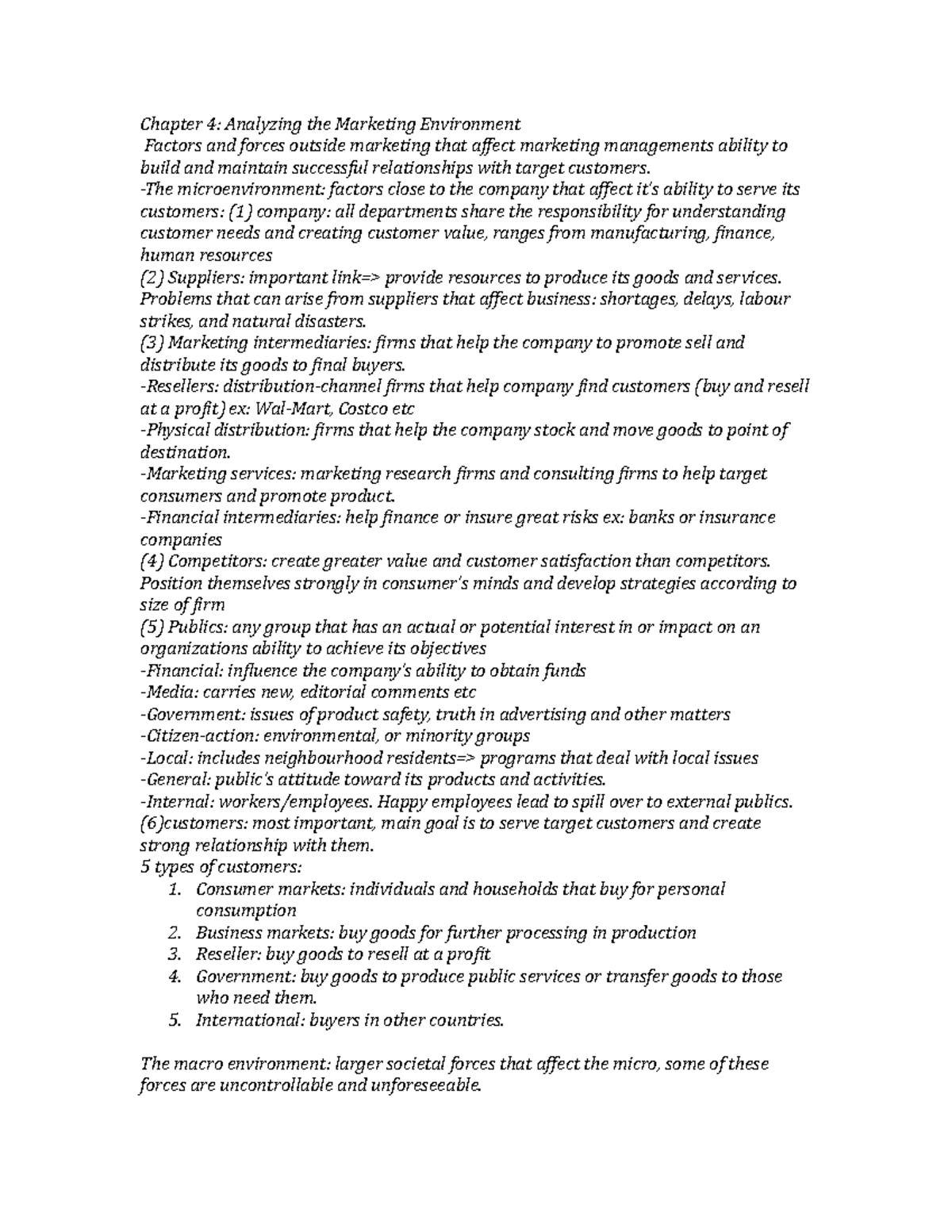 Chapter 4 mark 201 - Chapter 4: Analyzing the Marketing Environment ...