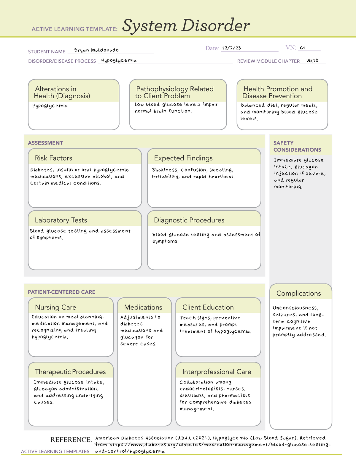 System disorder wk11 - Homework - ACTIVE LEARNING TEMPLATES System ...