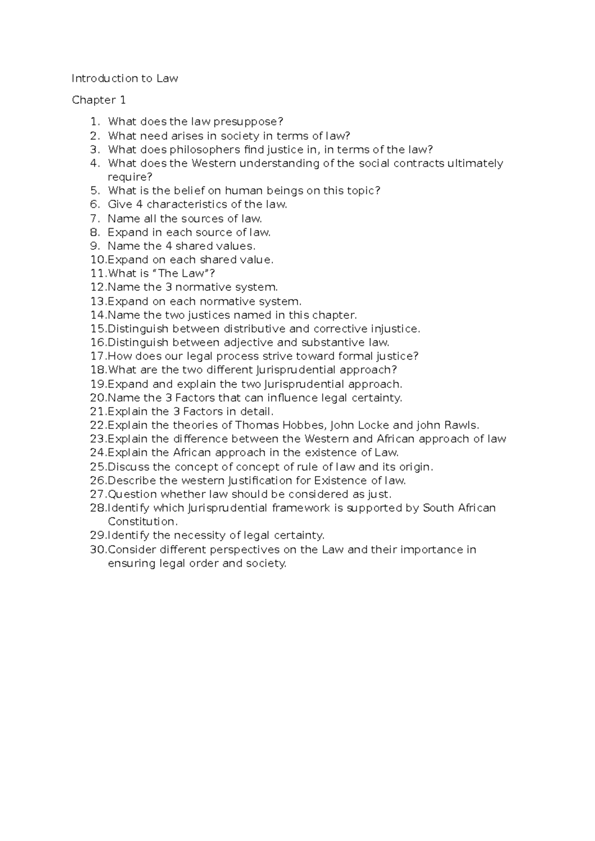 Intro to law chap 1 questions - Introduction to Law Chapter 1 1. What ...