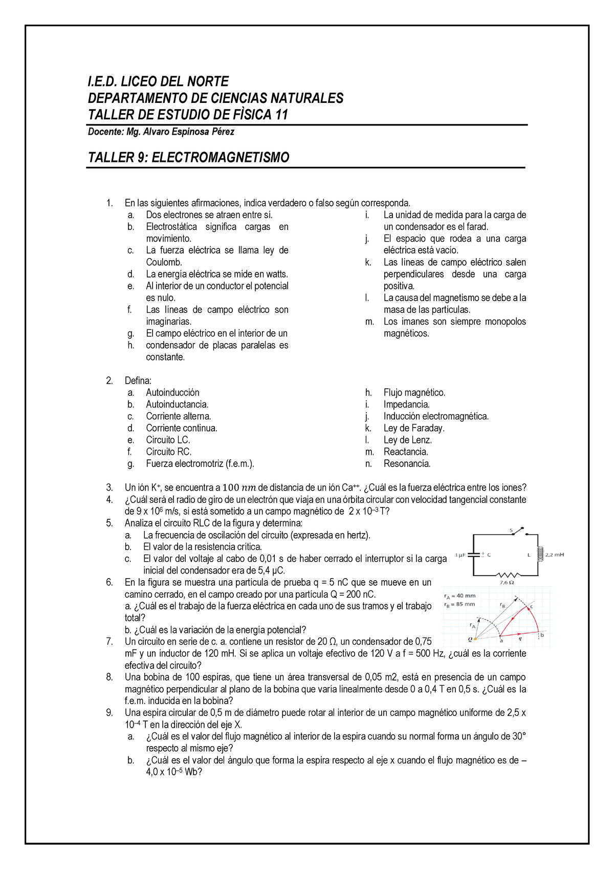 Taller GR3DFGHJ JJHGHG HHGGG IIJJIJ - quimicA - Electricidad y Magnetismo  Taller - Studocu