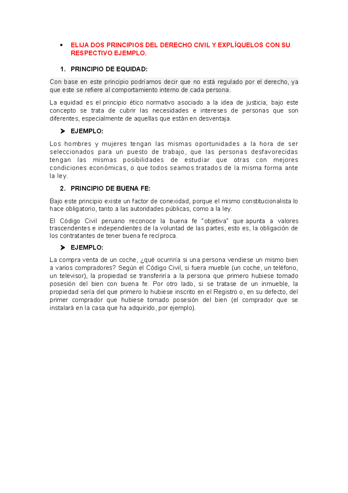 Principios DEL Derecho Civil - ELIJA DOS PRINCIPIOS DEL DERECHO CIVIL Y ...