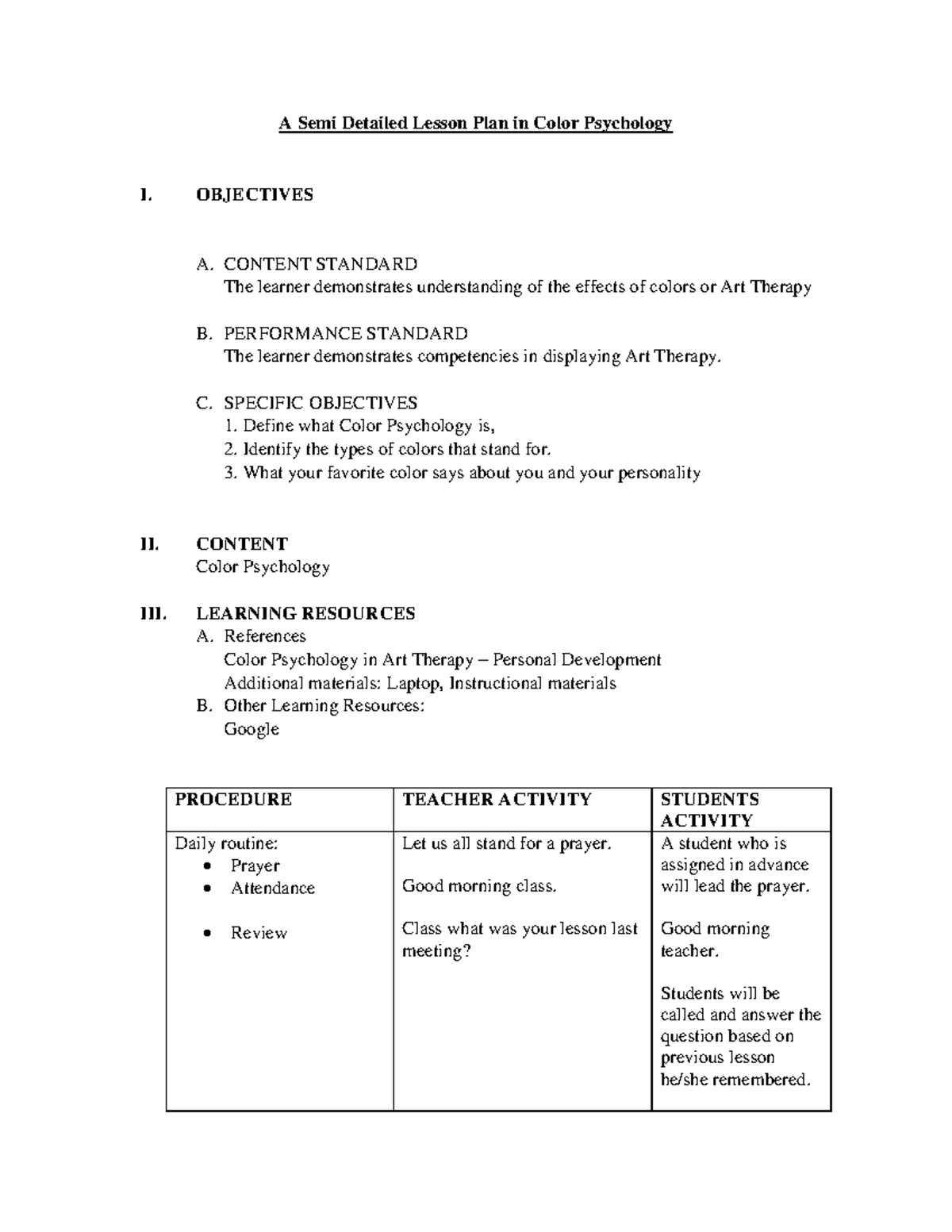 Semi Detailed Lesson Plan In Arts Grade 2 Pdf Free Download
