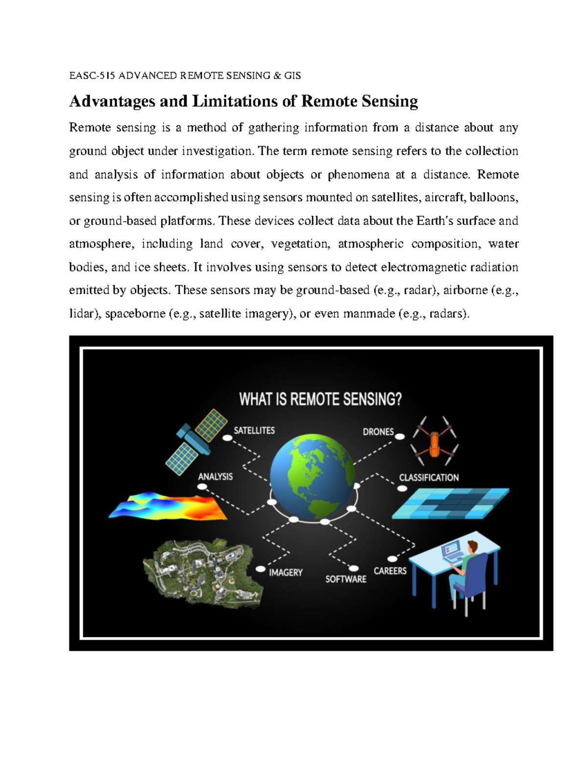 Advantages and Limitations of Remote Sensing EASC515 ADVANCED REMOTE