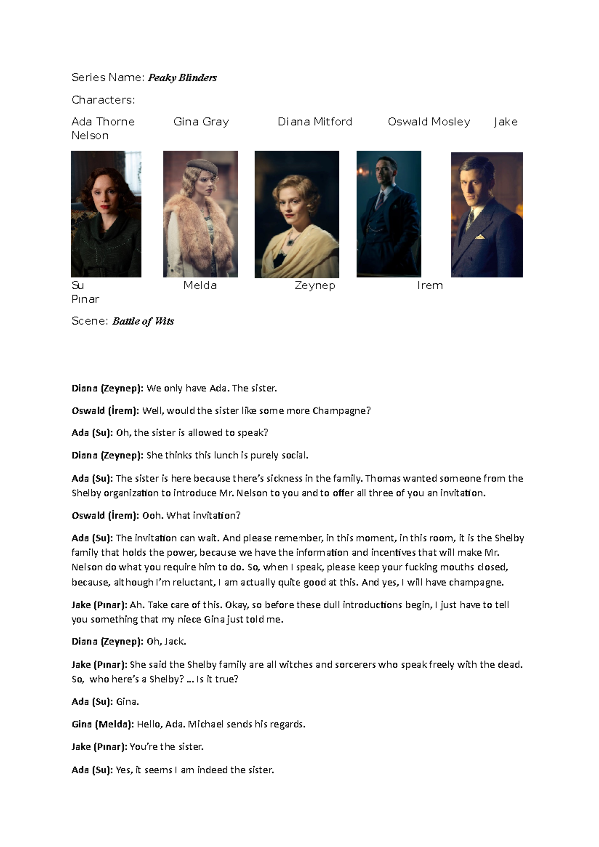 Dramatization text ff - lhglkjh - Series Name: Peaky Blinders ...