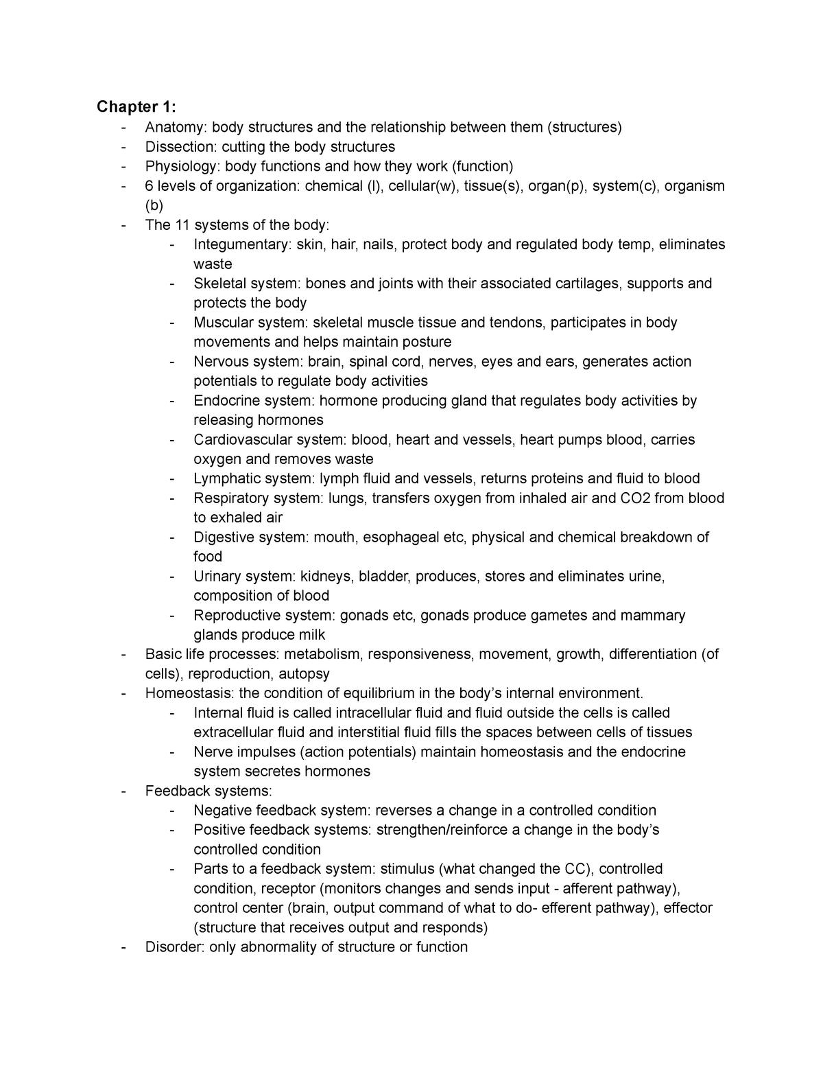 Midterm 1 Review - Chapter 1: Anatomy: Body Structures And The ...