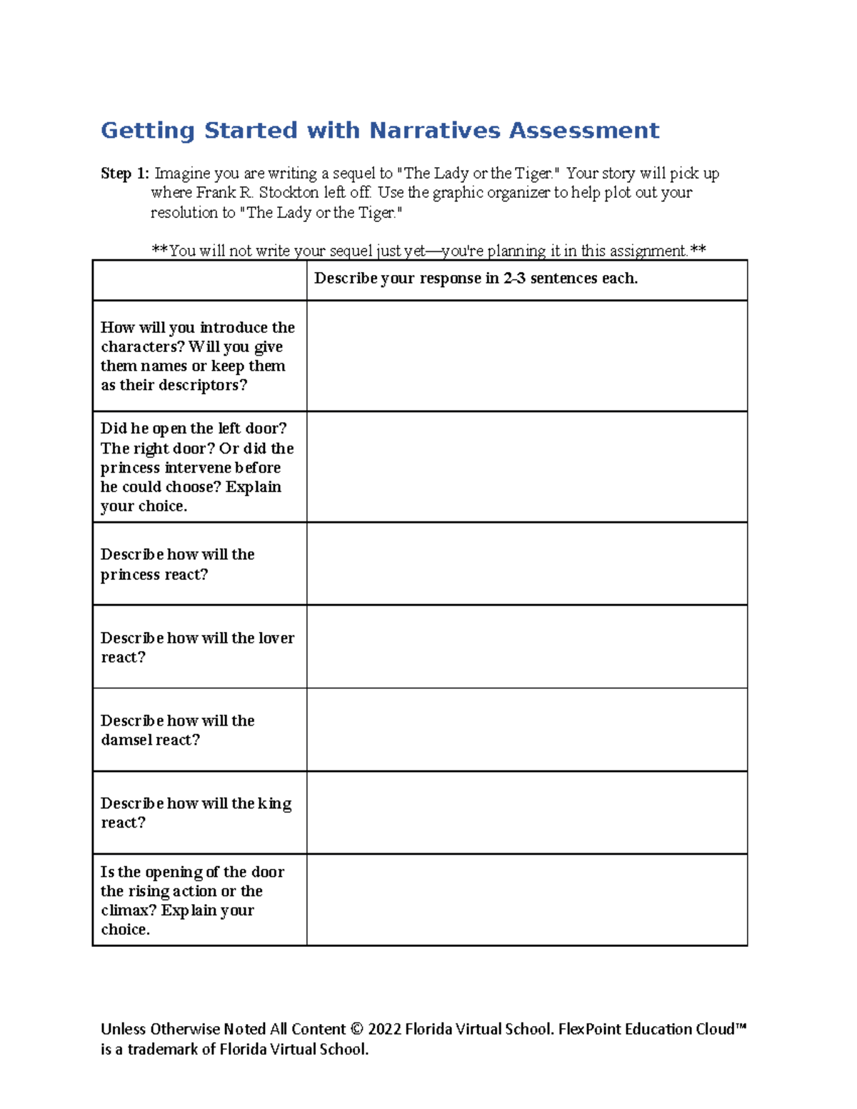 Copy of Copy of 2.01 Getting Started with Narratives Assessment ...