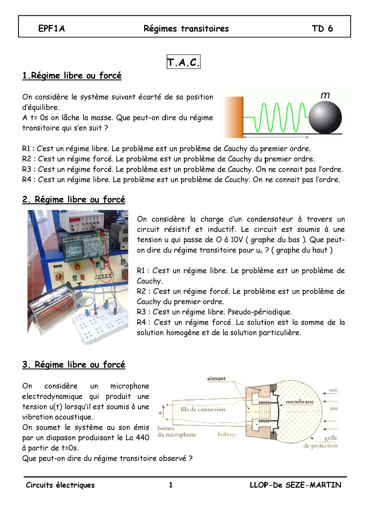 Td 6 Circuit électrique Cir 1 On DíÈq A T Tra R1 R R R 2 3 On Elec Ten Vibr On Par ‡ Pa 8375