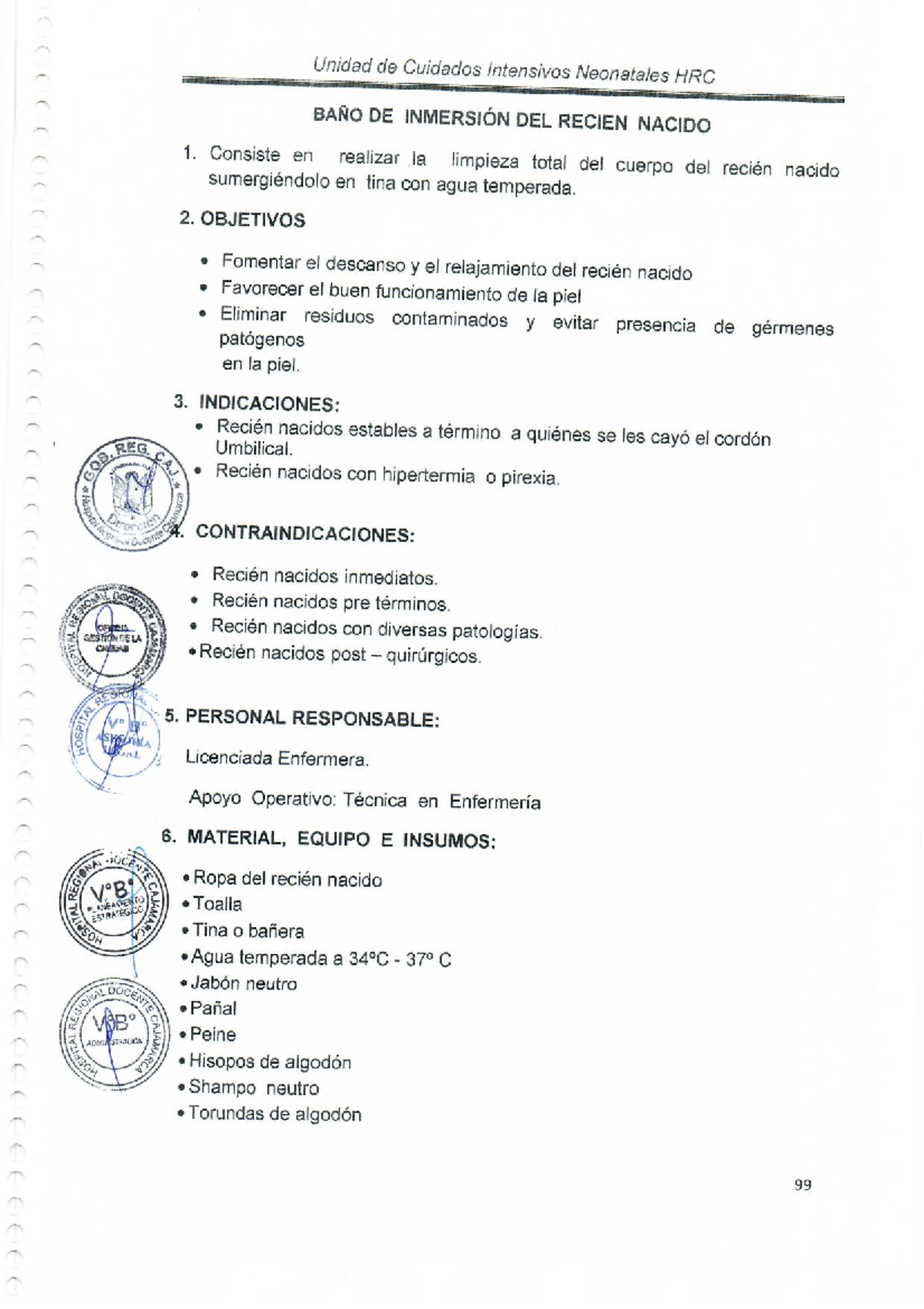 BAÑO DE Inmersion DEL Recien Nacido - cuidado enferemro - Studocu