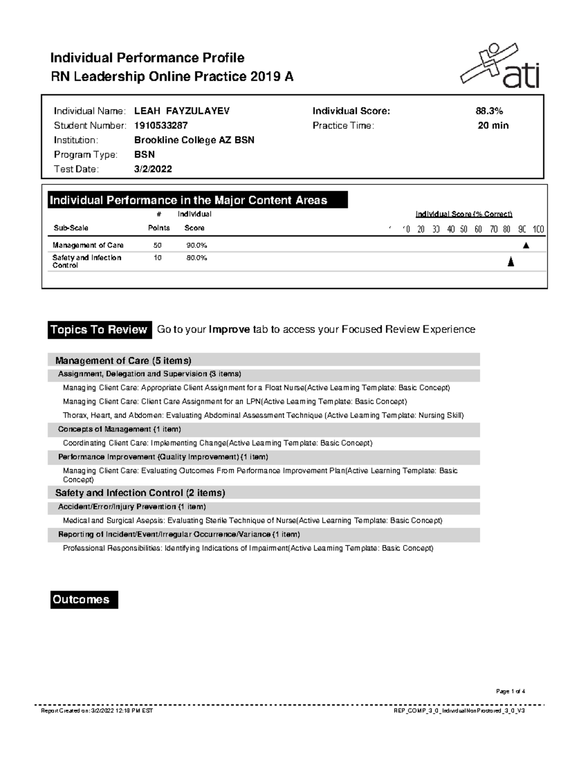 Leadership Ati Practice A Report. STUDY - Individual Performance ...