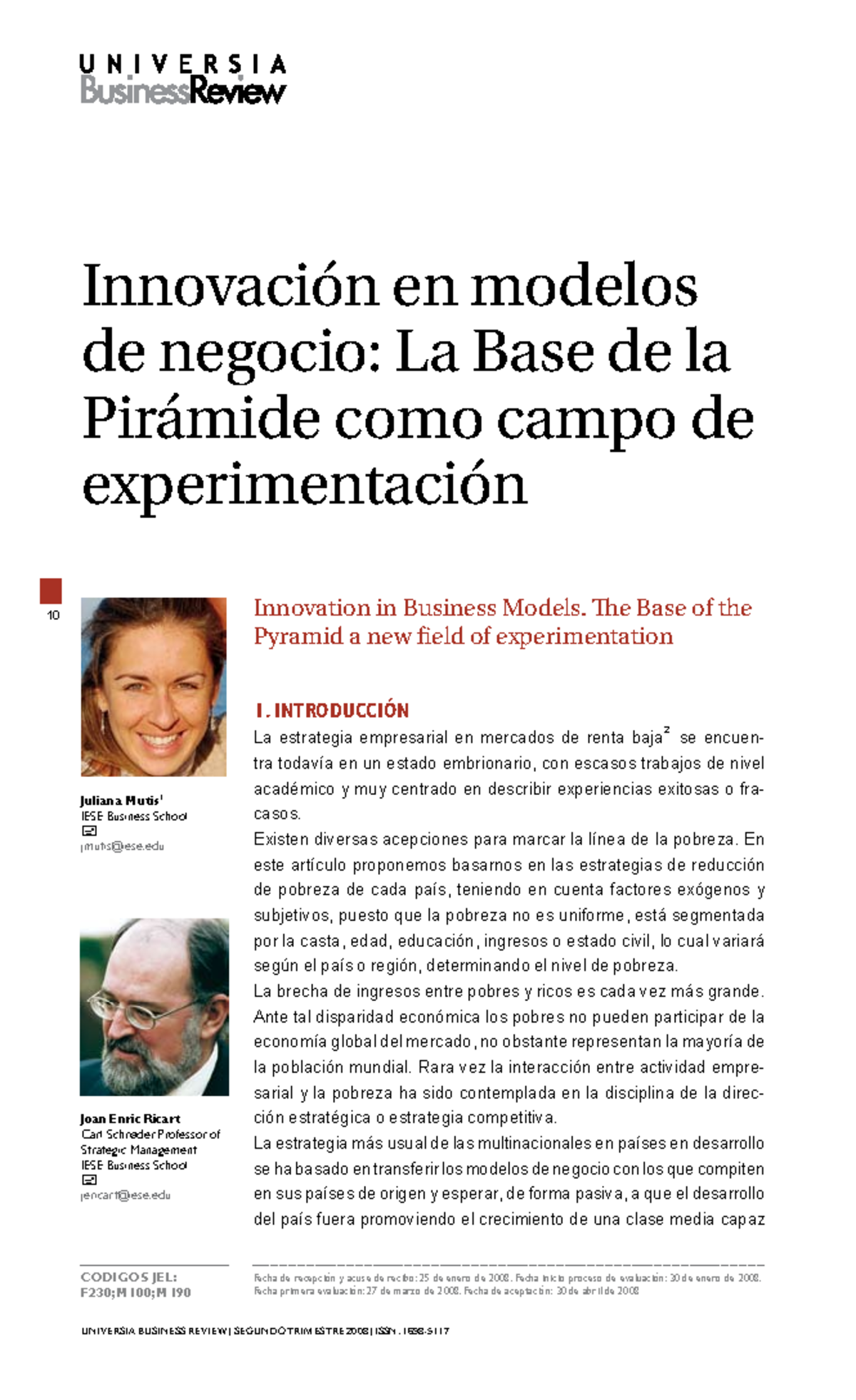 Innovación en modelos de negocios - 10 1. INTRODUCCIÓN La estrategia ...