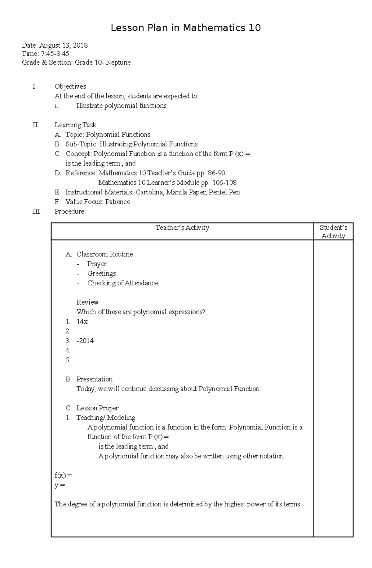 What Is Unit Plan In Mathematics