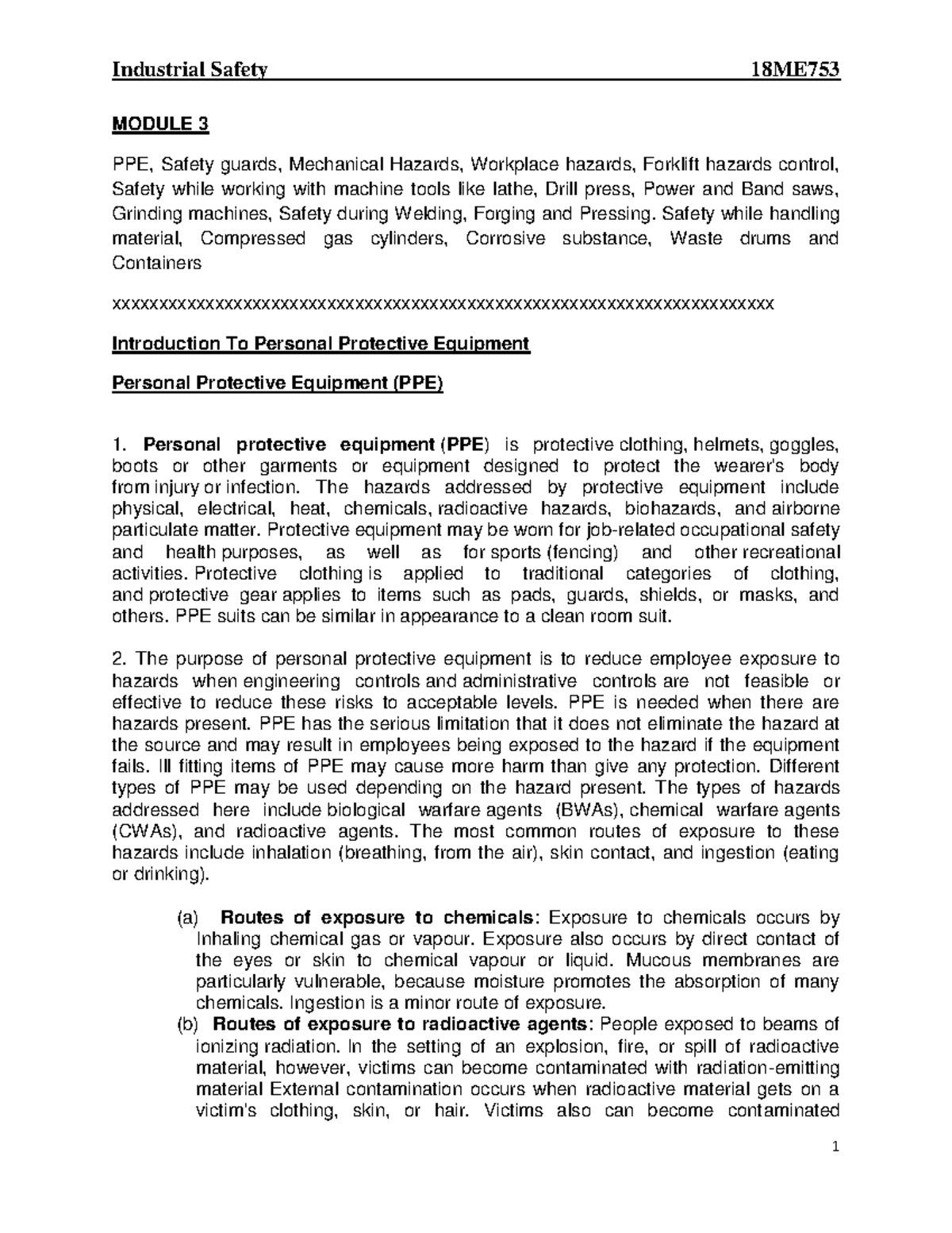 Module 3 - Industrial Safety - Final - MODULE 3 PPE, Safety guards ...